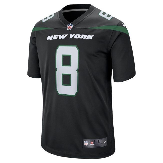 Aaron Rodgers 8 New York Jets YOUTH Game Jersey - Black - Image 2