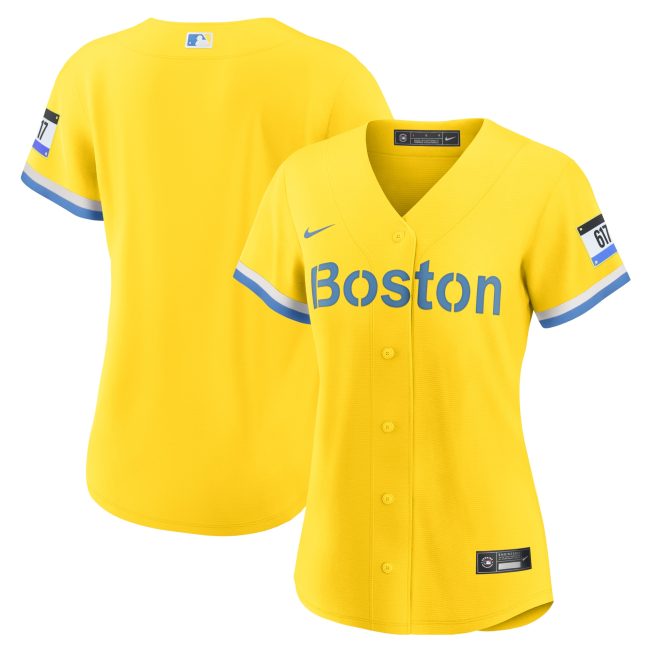Boston Red Sox Women's City Connect Replica Jersey - Gold/Light Blue