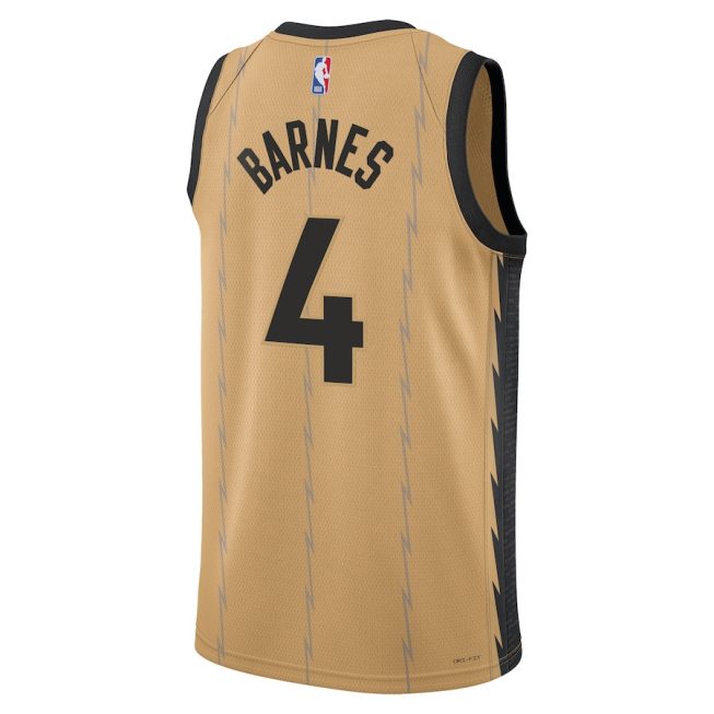 Scottie Barnes 4 Toronto Raptors 2023/24 City Edition Swingman Jersey - Gold - Image 3