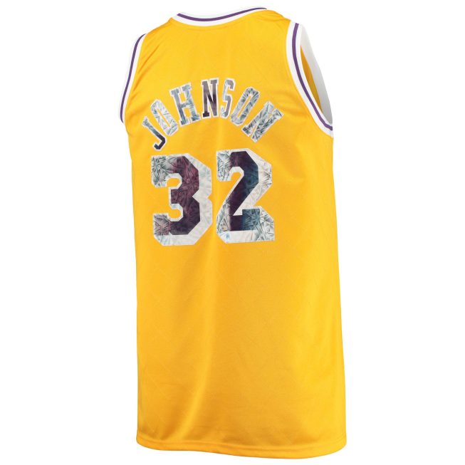 Magic Johnson Los Angeles Lakers Mitchell & Ness Big & Tall 1984/85 75th Anniversary Diamond Swingman Jersey - Gold - Image 3