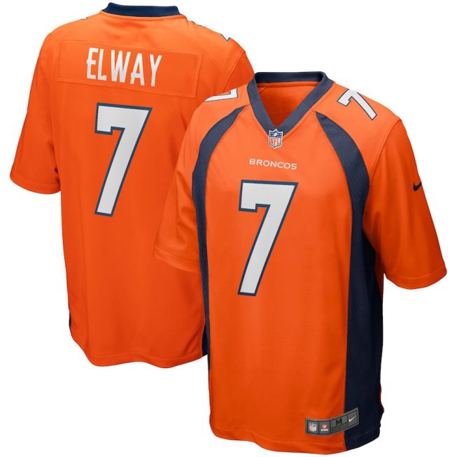 John Elway 7 Denver Broncos Men Game Retired Jersey - Orange