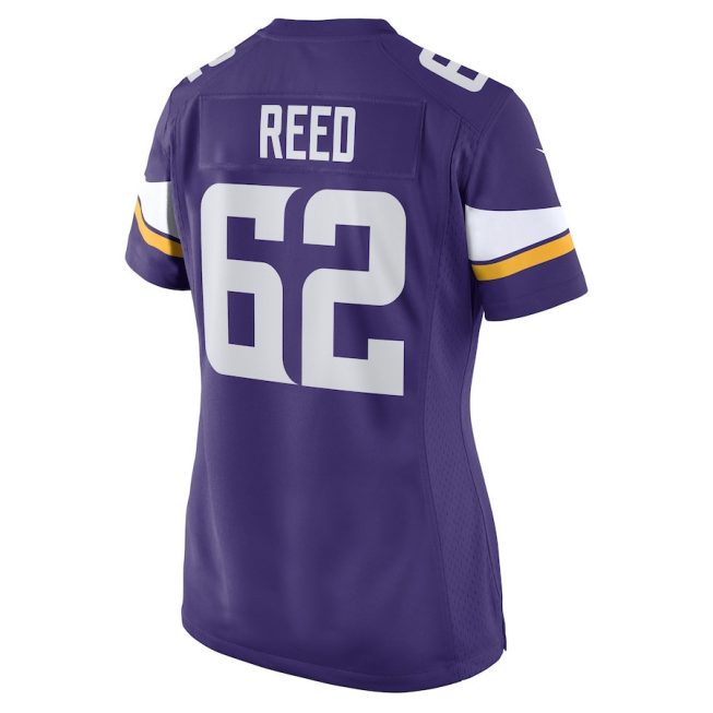 Chris Reed 62 Minnesota Vikings Women Game Jersey - Purple - Image 3