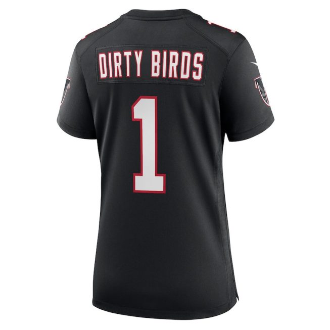 Dirty Birds 1 Atlanta Falcons Throwback Game Women Jersey - Black - Image 3