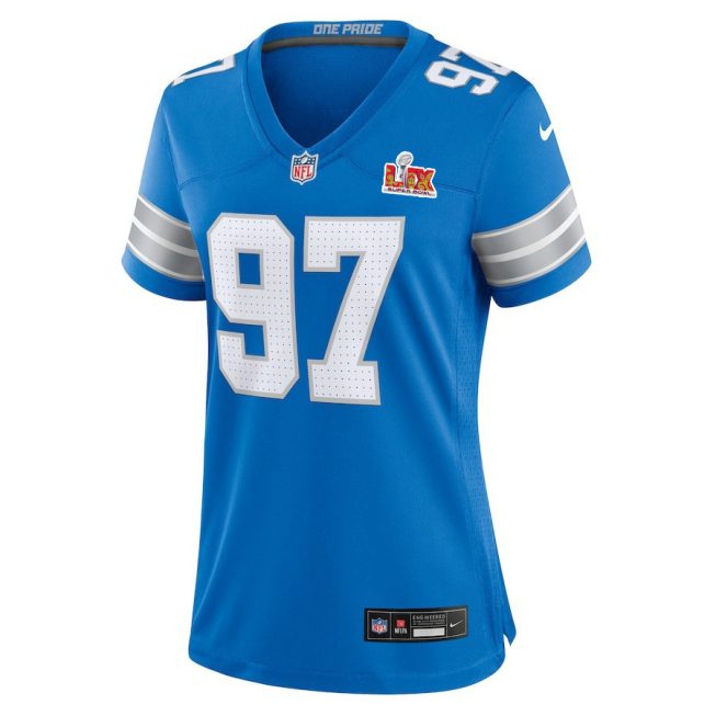 Aidan Hutchinson #97 Detroit Lions Super Bowl LIX Women's Jersey - Blue - Image 2