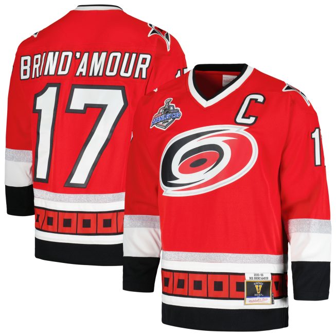 Rod Brind'Amour Carolina Hurricanes Mitchell & Ness 2005/06 Captain Patch Blue Line Player Jersey - Red