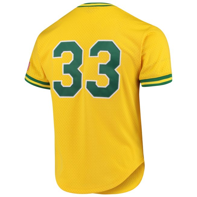 Jose Canseco Oakland Athletics Mitchell & Ness Cooperstown Collection Mesh Batting Practice Jersey - Gold - Image 3