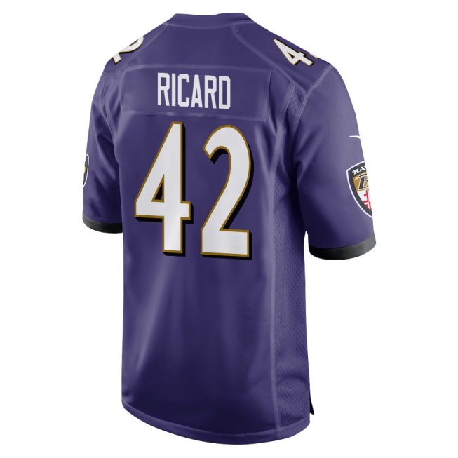 Patrick Ricard 42 Baltimore Ravens Super Bowl LIX New Orleans Patch Game Men Jersey - Purple - Image 2