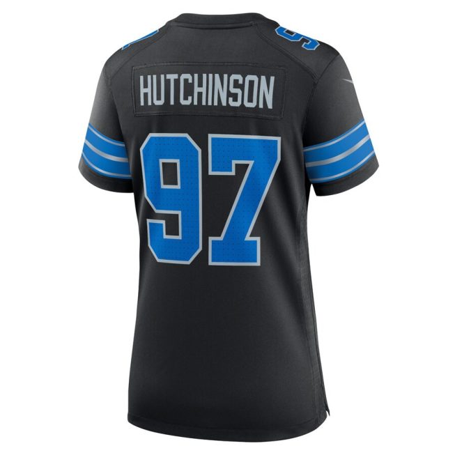 Aidan Hutchinson 97 Detroit Lions Women's Alternate Game Jersey - Black - Image 3