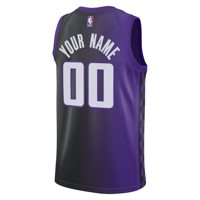 Sacramento Kings Statement Swingman Custom Jersey - Black/Purple - Image 3