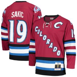 Joe Sakic Colorado Avalanche Mitchell & Ness 2001/02 Blue Line Alternate Player Jersey - Burgundy