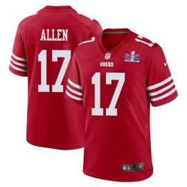 Brandon Allen 17 San Francisco 49ers Super Bowl LVIII Patch Game Men Jersey - Scarlet