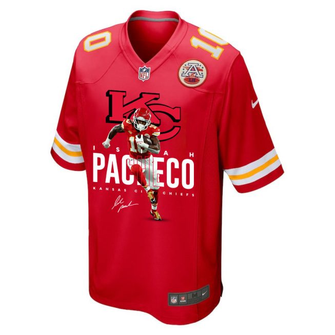 Isiah Pacheco 10 Kansas City Chiefs Signed Running Back Game Men Jersey - Red - Image 2
