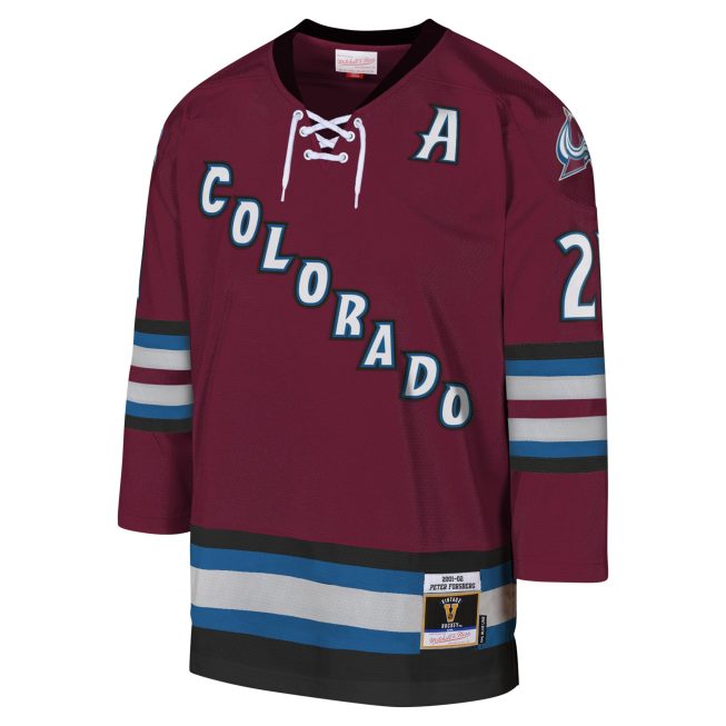 Peter Forsberg Colorado Avalanche Mitchell & Ness Youth 2001-02 Blue Line Player Jersey - Burgundy - Image 2