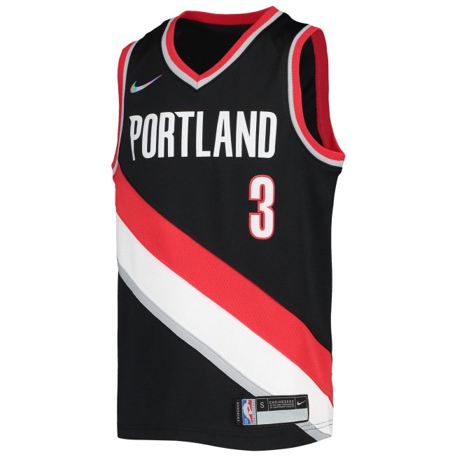 C.J. McCollum Portland Trail Blazers Youth 2021/22 Diamond Swingman Jersey - Icon Edition - Black - Image 2