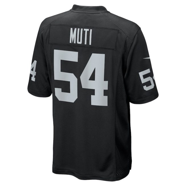 Netane Muti 54 Las Vegas Raiders Men Team Game Jersey - Black - Image 3