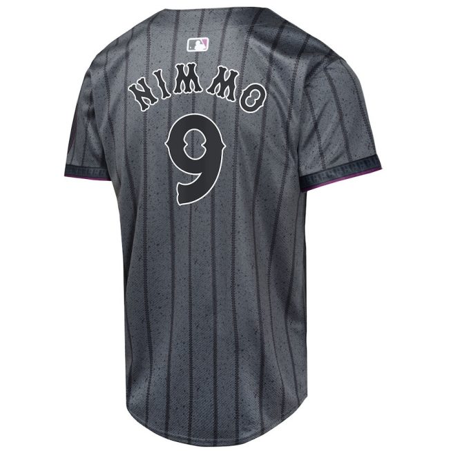 Brandon Nimmo 9 New York Mets 2024 City Connect Limited YOUTH Jersey - Graphite - Image 3