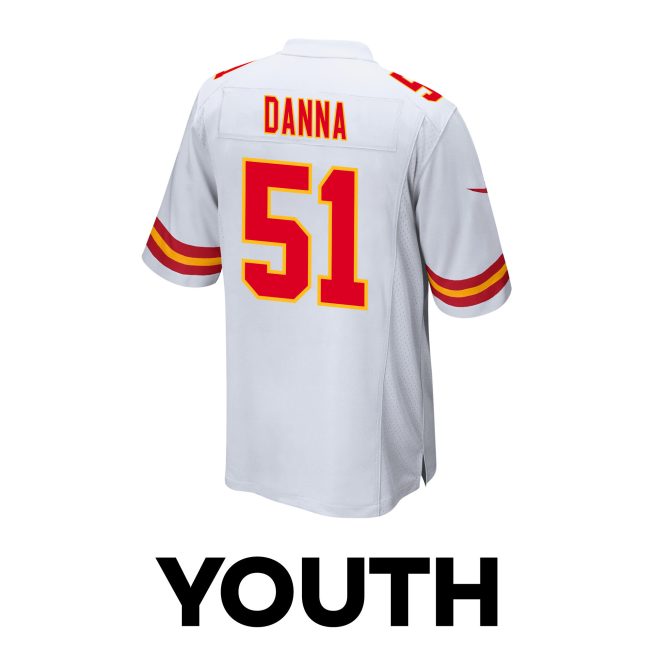 Mike Danna 51 Kansas City Chiefs Super Bowl LVIII Patch Game YOUTH Jersey - White - Image 3