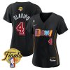 Victor Oladipo 4 Miami Heat 2023 Finals Baseball Women Jersey - City Black