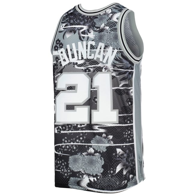 Tim Duncan San Antonio Spurs Mitchell & Ness 1998/99 Hardwood Classics Lunar New Year Swingman Jersey - Silver - Image 3