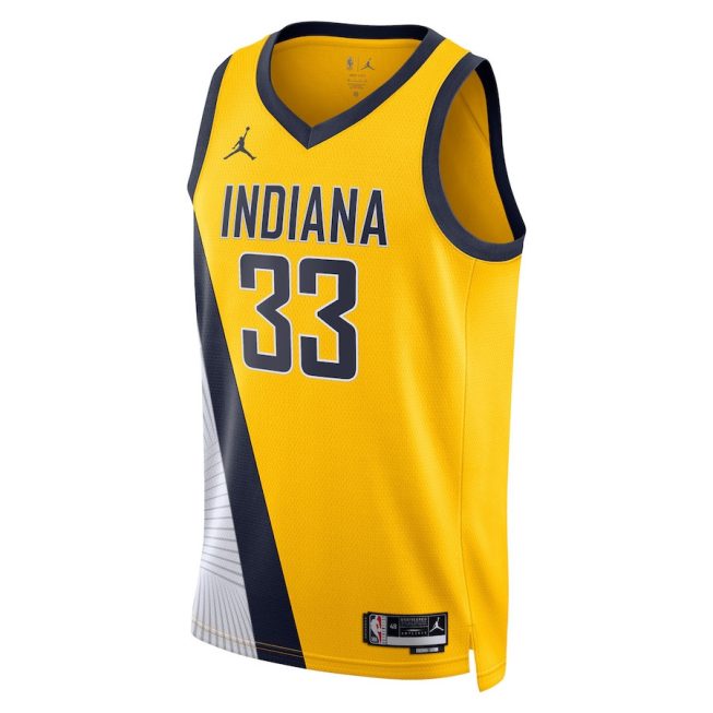 Myles Turner 33 Indiana Pacers Unisex Swingman Jersey - Statement Edition - Gold - Image 2