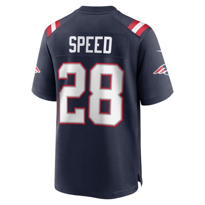 Ameer Speed 28 New England Patriots Men Team Game Jersey - Navy - Image 3