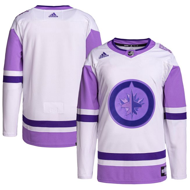 Winnipeg Jets Hockey Fights Cancer Primegreen Authentic Blank Practice Jersey - White/Purple