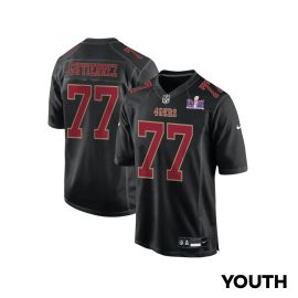 Alfredo Gutierrez 77 San Francisco 49ers Super Bowl LVIII Patch Fashion Game YOUTH Jersey - Carbon Black