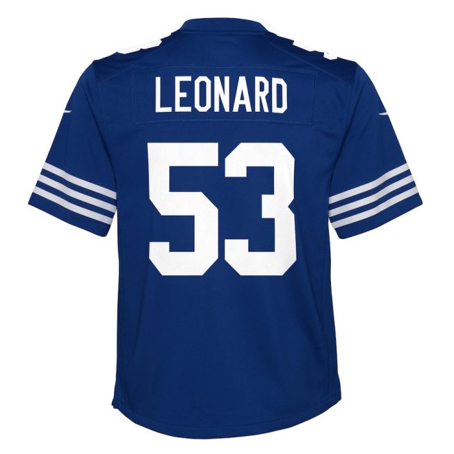 Shaquille Leonard 53 Indianapolis Colts YOUTH Game Jersey - Royal - Image 3