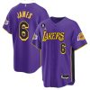 LeBron James 6 Los Angeles Lakers Baseball Men Jersey - Purple