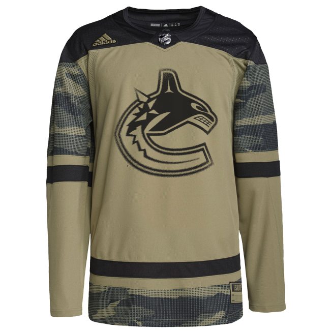 Vancouver Canucks Logo Military Appreciation Team Authentic Custom Practice Jersey - Camo - Image 2