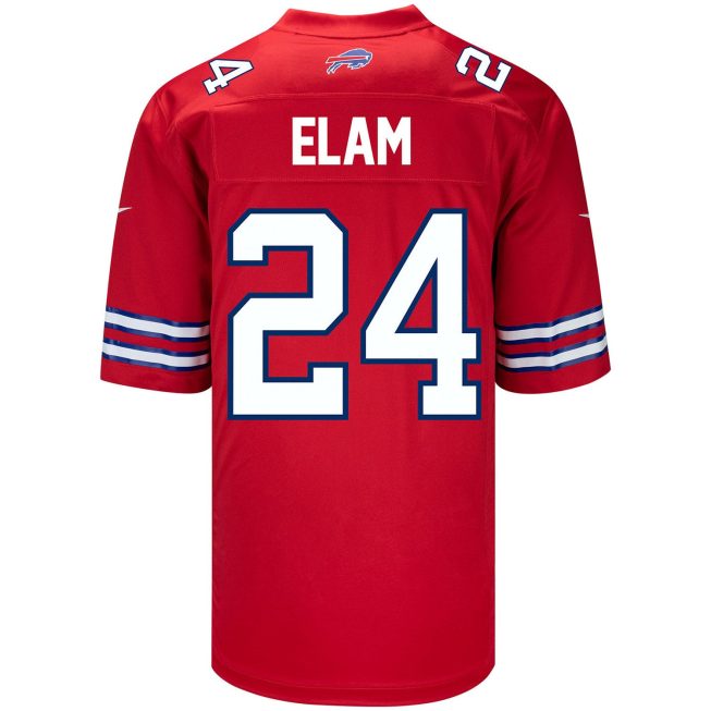 Kaiir Elam 24 Buffalo Bills Men Alternate Game Jersey - Red - Image 3