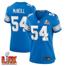 Alim McNeill #54 Detroit Lions Super Bowl LIX Women's Jersey - Blue