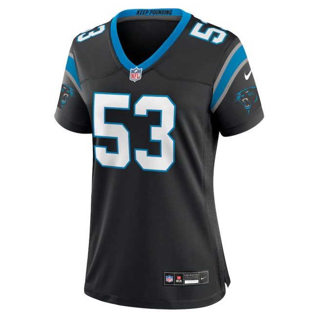 Claudin Cherelus 53 Carolina Panthers Women's Team Game Jersey - Black - Image 2