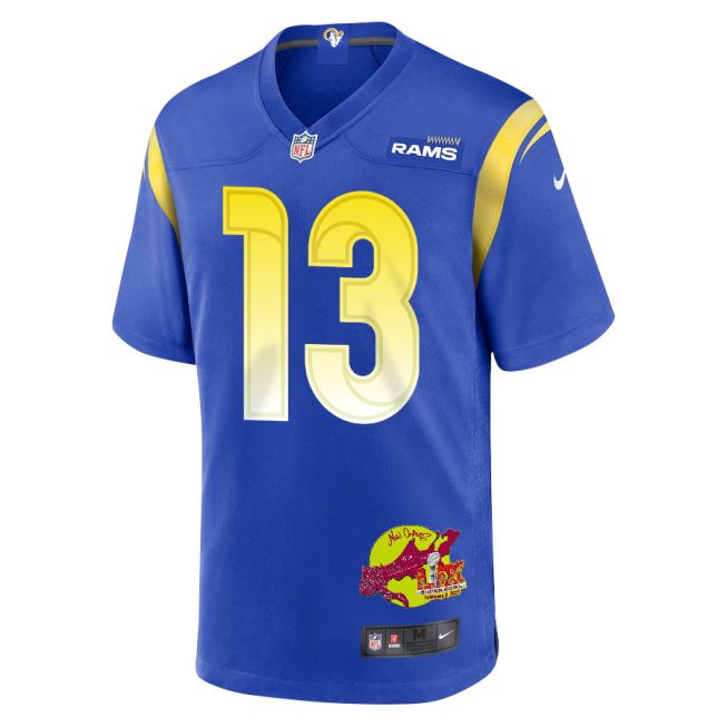 Stetson Bennett 13 Los Angeles Rams Super Bowl LIX New Orleans Patch Game Men Jersey - Royal - Image 3