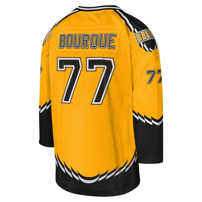 Ray Bourque Boston Bruins Mitchell & Ness Youth 1996-97 Blue Line Captain Patch Player Jersey - Gold - Image 3
