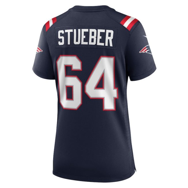 Andrew Stueber 64 New England Patriots Women Game Jersey - Navy - Image 3
