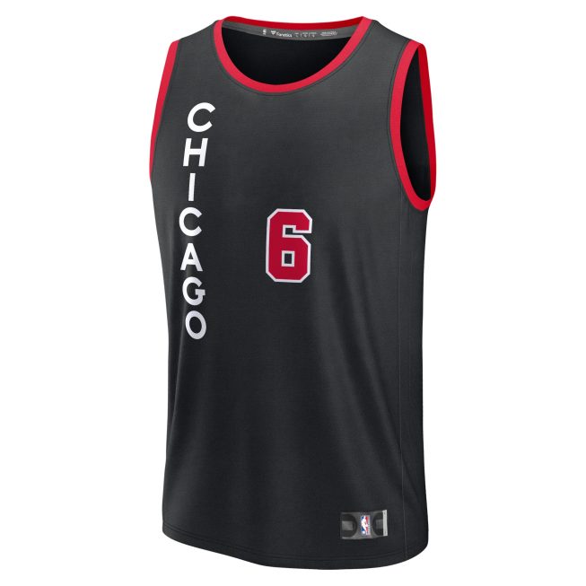 Alex Caruso Chicago Bulls Fanatics Fast Break Jersey - Black - City Edition - Image 2