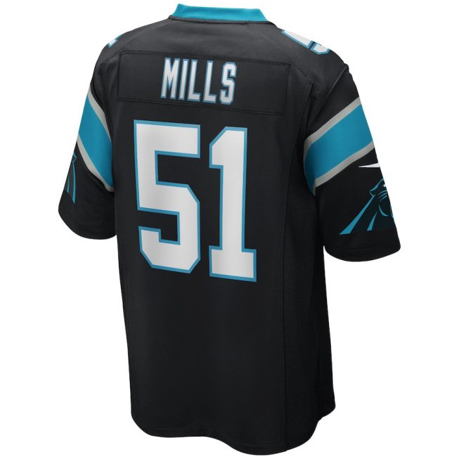 Sam Mills 51 Carolina Panthers Men Game Retired Jersey - Black - Image 3