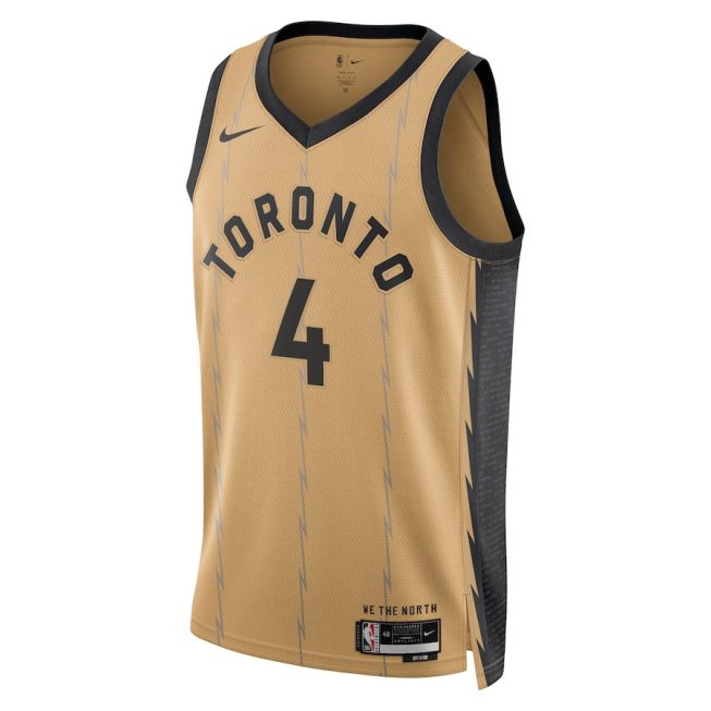 Scottie Barnes 4 Toronto Raptors 2023/24 City Edition Swingman Jersey - Gold - Image 2