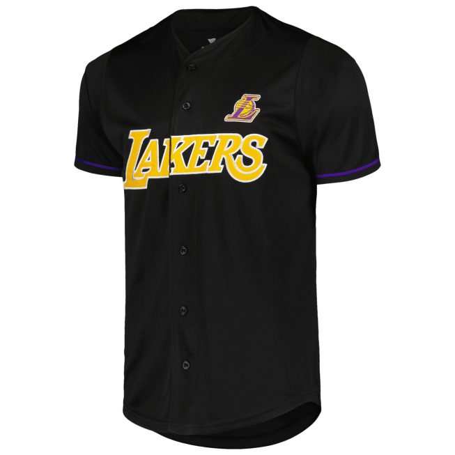 Los Angeles Lakers Fanatics Pop Baseball Jersey - Black - Image 2
