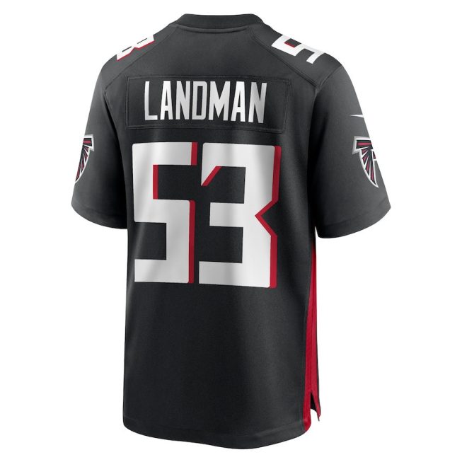 Nate Landman 53 Atlanta Falcons Game Men Jersey - Black - Image 3