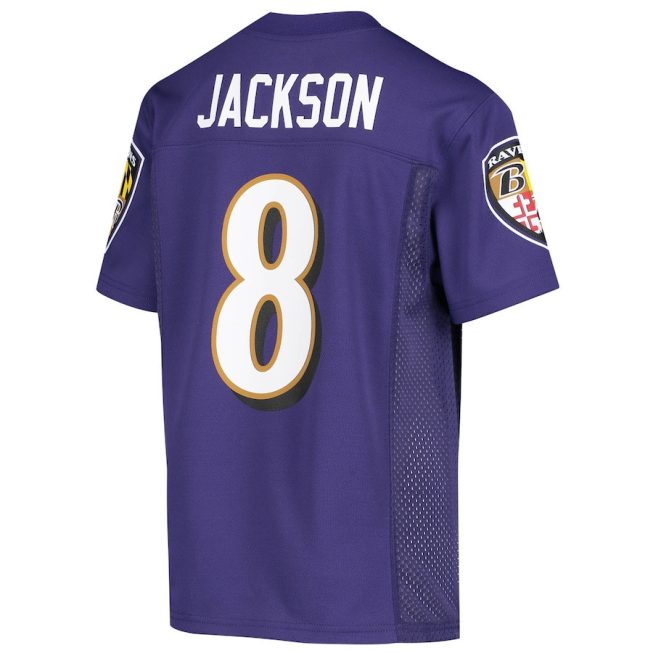 Lamar Jackson 8 Baltimore Ravens YOUTH Jersey - Purple - Image 3