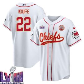 Trent McDuffie 22 Kansas City Chiefs Super Bowl LVIII Baseball Men Jersey - White