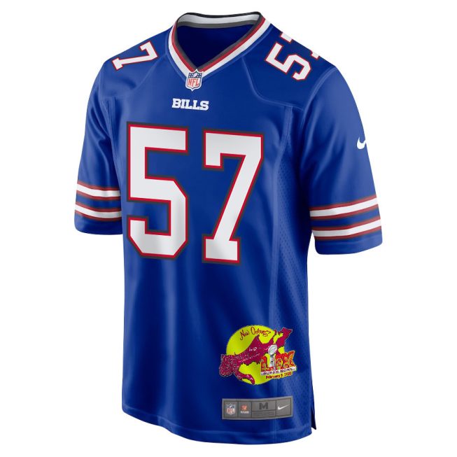 A.J. Epenesa 57 Buffalo Bills Super Bowl LIX New Orleans Patch Game Men Jersey - Royal - Image 3
