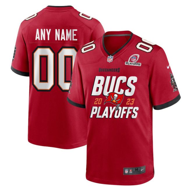Tampa Bay Buccaneers 2023 Playoffs Iconic Game Men Custom Jersey - Red