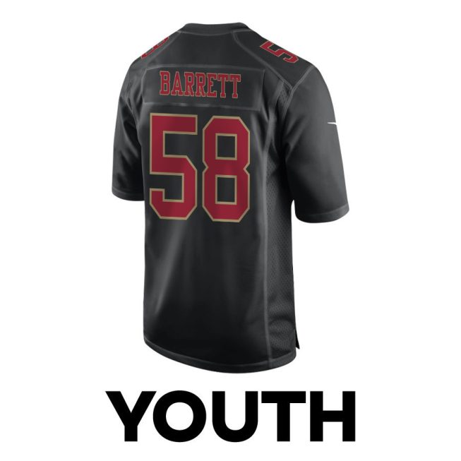 Alex Barrett 58 San Francisco 49ers Super Bowl LVIII Patch Fashion Game YOUTH Jersey - Carbon Black - Image 3