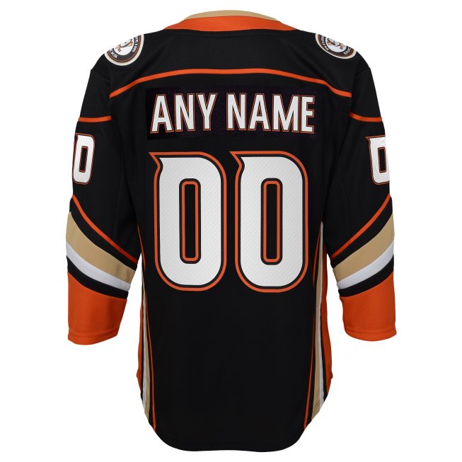 Anaheim Ducks Youth Home Premier Custom Jersey - Black - Image 3