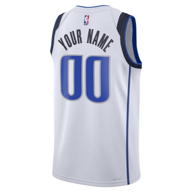 Dallas Mavericks 2023/24 Association Swingman Custom Men Jersey - White - Image 3
