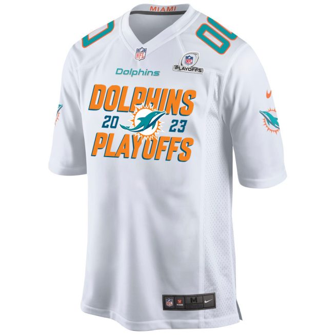 Miami Dolphins 2023 Playoffs Iconic Game Men Custom Jersey - White - Image 3