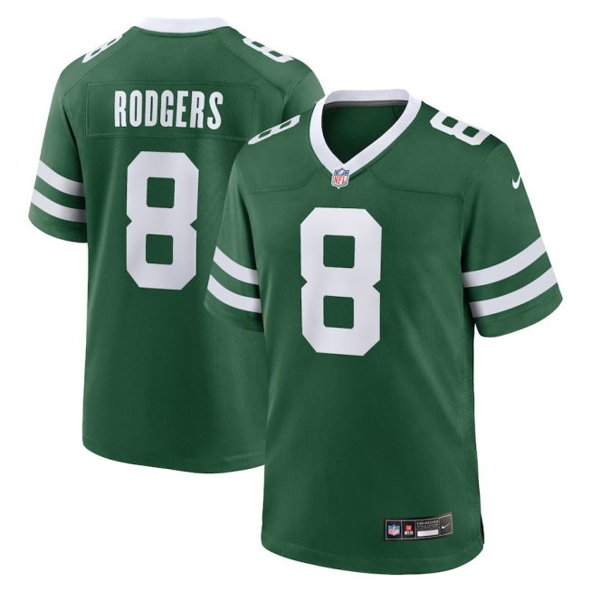 Aaron Rodgers 8 New York Jets Game Men Jersey - Legacy Green